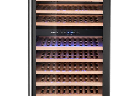 Vinkøleskab, 2-zoner, 124 flasker, Arktic, sort, 569x595x(H)1397mm