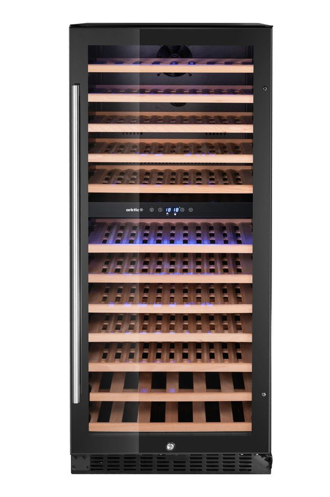 Vinkøleskab, 2-zoner, 124 flasker, Arktic, sort, 569x595x(H)1397mm