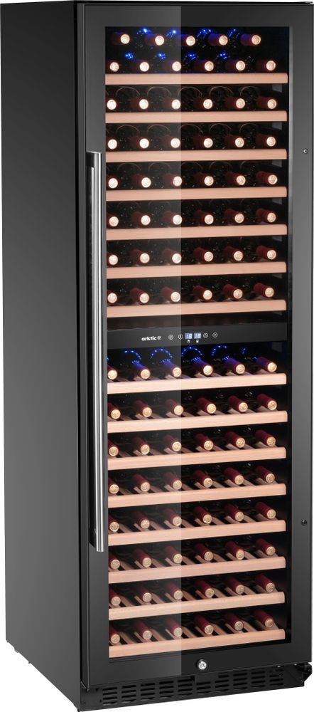 Vinkøleskab, 2-zoner, 131 flasker, Arktic, sort, 697x595x(H)1756mm