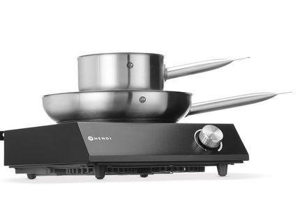 Sæt: Induktionskogeplade 3500W + kasserolle + stegepande, HENDI, sort, 230V/3500W, 320x395x(H)95mm