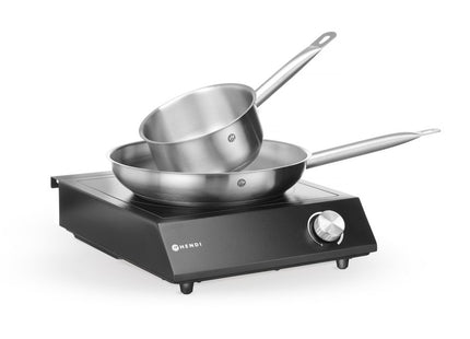 Sæt: Induktionskogeplade 3500W + kasserolle + stegepande, HENDI, sort, 230V/3500W, 320x395x(H)95mm