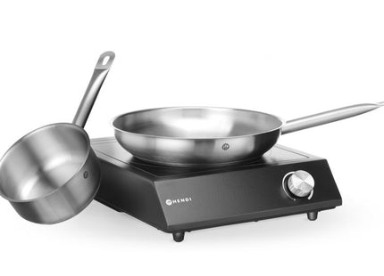 Sæt: Induktionskogeplade 3500W + kasserolle + stegepande, HENDI, sort, 230V/3500W, 320x395x(H)95mm