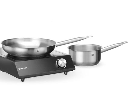 Sæt: Induktionskogeplade 3500W + kasserolle + stegepande, HENDI, sort, 230V/3500W, 320x395x(H)95mm