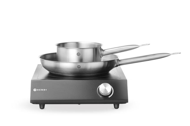 Sæt: Induktionskogeplade 3500W + kasserolle + stegepande, HENDI, sort, 230V/3500W, 320x395x(H)95mm