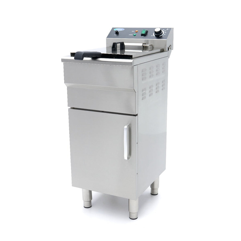 Friturekoger - 16 L - 1 kurv - med aftapningshane og stativ - 230 V