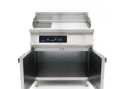 Induktionsstegeplade 700 - Glat og Riflet - 10000W - Dobbelt - med Understel