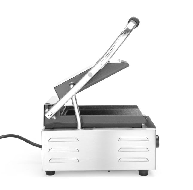 Kontaktgrill – enkelt version, HENDI, rillet top og bund, 230V/1800W, 310x375x(H)216mm