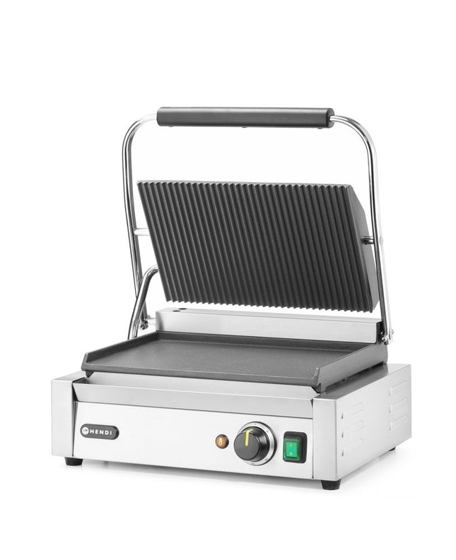 Kontaktgrill Panini, HENDI, rillet top og glat bund, 230V/2200W, 430x375x(H)216mm