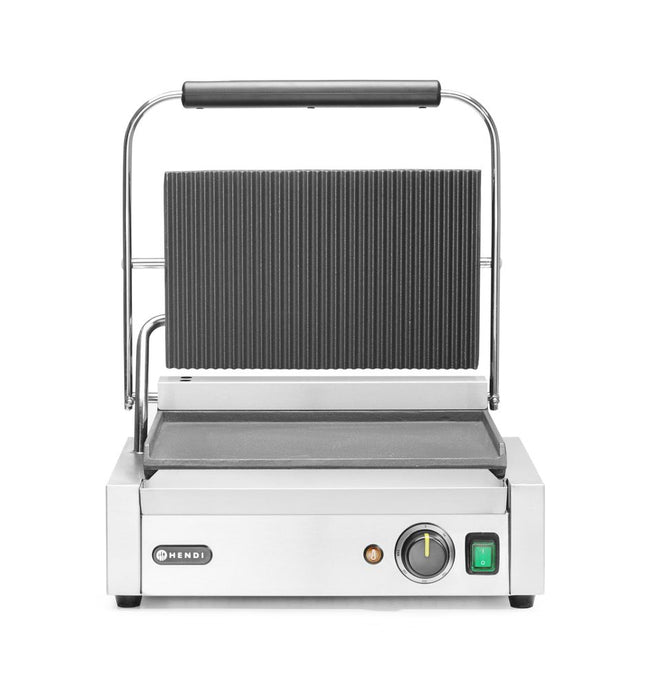 Kontaktgrill Panini, HENDI, rillet top og glat bund, 230V/2200W, 430x375x(H)216mm