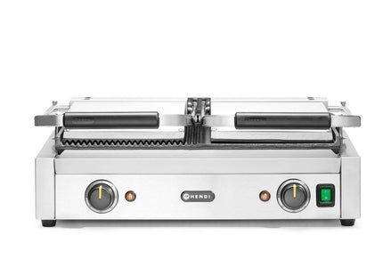 Kontaktgrill - dobbelt version, HENDI, halv glat, halv rillet, 230V/3600W, 570x375x(H)216mm