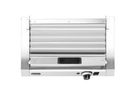 Pølserullegrill, 1 zone med energibesparende låg, HENDI, 9 ruller, 230V/790W, 566x450x(H)259mm