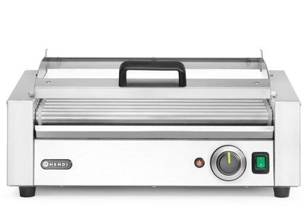 Pølserullegrill, 1 zone med energibesparende låg, HENDI, 9 ruller, 230V/790W, 566x450x(H)259mm