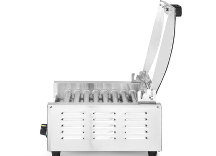 Pølserullegrill, 1 zone med energibesparende låg, HENDI, 9 ruller, 230V/790W, 566x450x(H)259mm