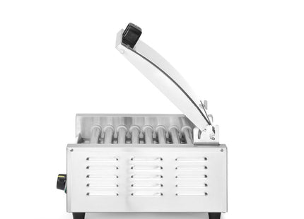 Pølserullegrill, 1 zone med energibesparende låg, HENDI, 9 ruller, 230V/790W, 566x450x(H)259mm
