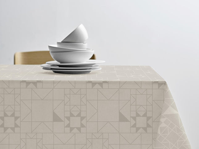 Juledug 140x270 Star Damask Beige - 2 stk