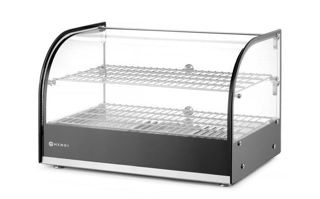 Opvarmet borddisplay i to niveauer, HENDI, dobbelt level, sort, 230V/800W, 554x376x(H)376mm