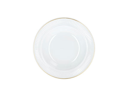 Tallerken dyb Plissé Gold 22 cm Hvid/Mat guld - 6 stk