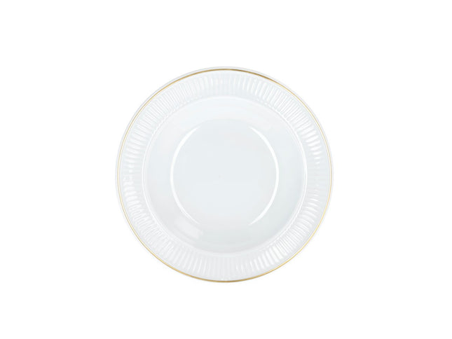 Tallerken dyb Plissé Gold 22 cm Hvid/Mat guld - 6 stk