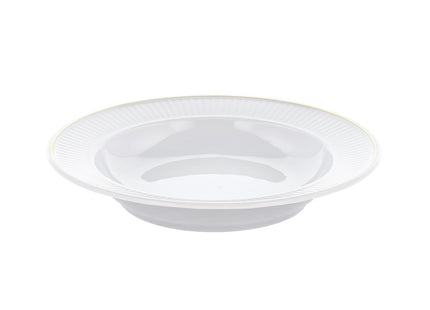 Tallerken dyb Plissé Gold 22 cm Hvid/Mat guld - 6 stk