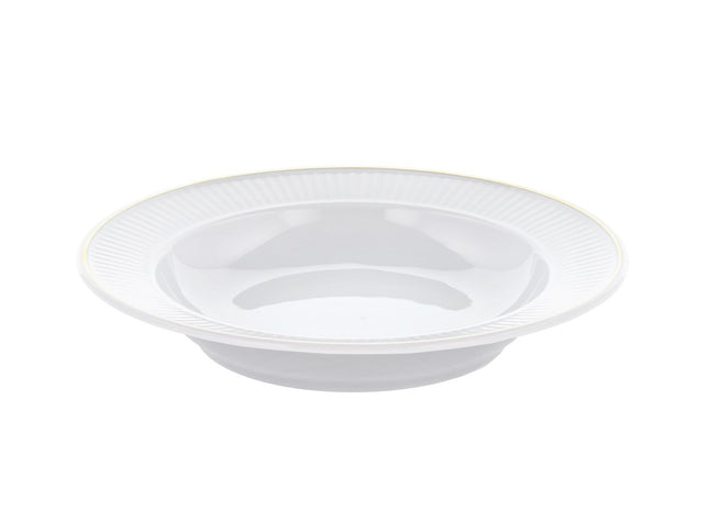 Tallerken dyb Plissé Gold 22 cm Hvid/Mat guld - 6 stk