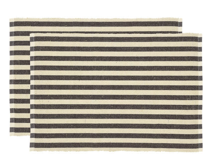 Dækkeserviet 33x48 2-pk Statement Stripe Ash - 12 sæt