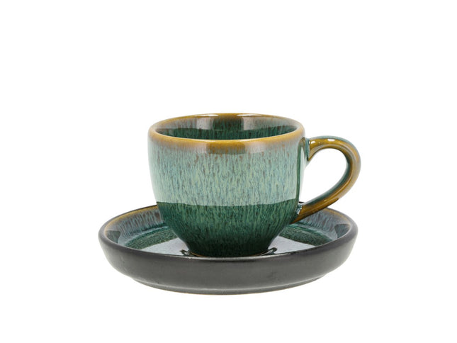 Espresso m/underkop 7 cl Grøn/Sort - 6 stk