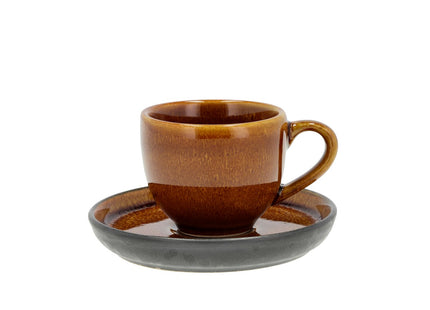 Espresso m/underkop 7 cl Amber/Sort - 6 stk