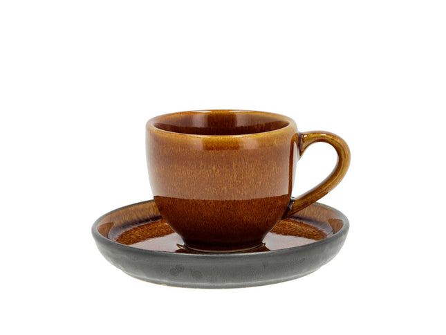 Espresso m/underkop 7 cl Amber/Sort - 6 stk