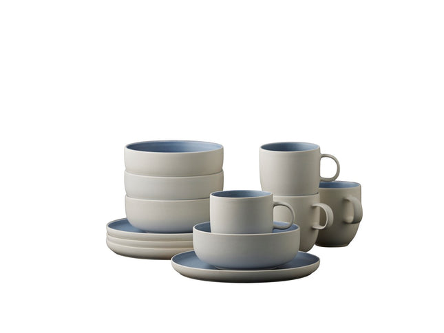 Brunchsæt North 12 dele Matte white/Matte river Stentøj