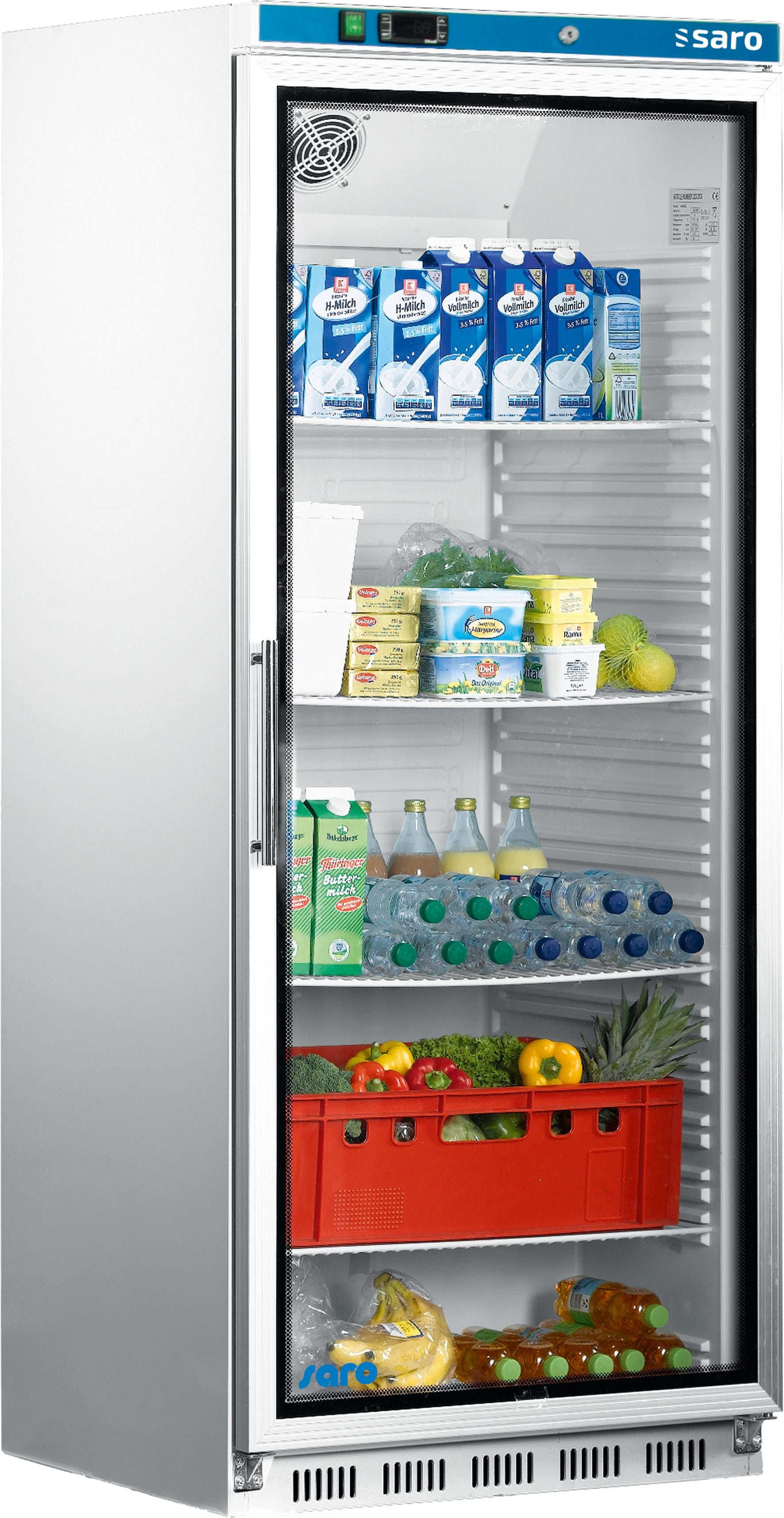 SARO Køleskab med glaslåge - hvid, model HK 600