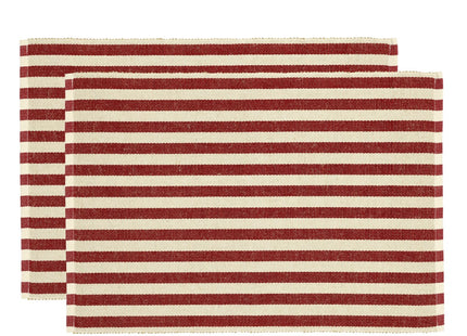 Dækkeserviet 33x48 2-pk Statement Stripe Red - 12 sæt