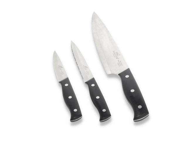 Knivsæt Austral 3 dele Stål/ABS/Sort - 4 stk