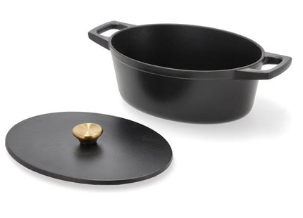 Støbejernsgryde oval 3,8 liter 28,5 x 21 x 10,8 cm Sort - 2 stk