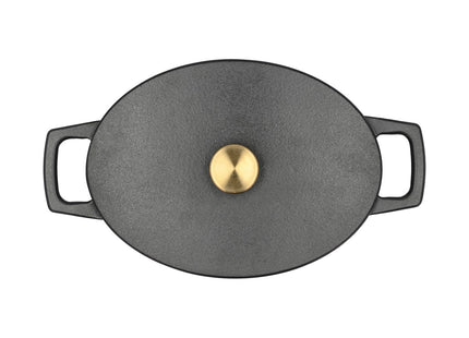 Støbejernsgryde oval 3,8 liter 28,5 x 21 x 10,8 cm Sort - 2 stk