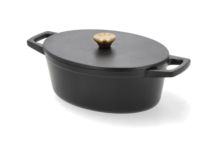 Støbejernsgryde oval 3,8 liter 28,5 x 21 x 10,8 cm Sort - 2 stk