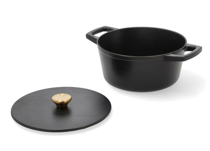 Støbejernsgryde 3,6 liter Dia. 22,5 x 11 cm Sort - 2 stk