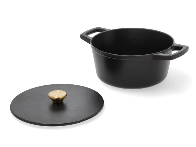 Støbejernsgryde 3,6 liter Dia. 22,5 x 11 cm Sort - 2 stk