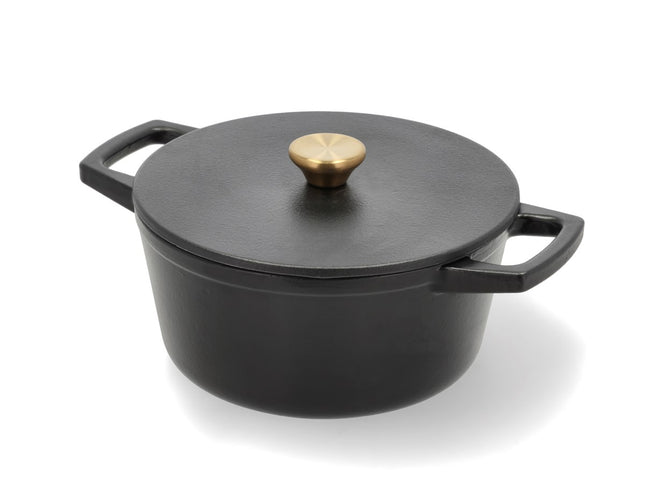 Støbejernsgryde 3,6 liter Dia. 22,5 x 11 cm Sort - 2 stk
