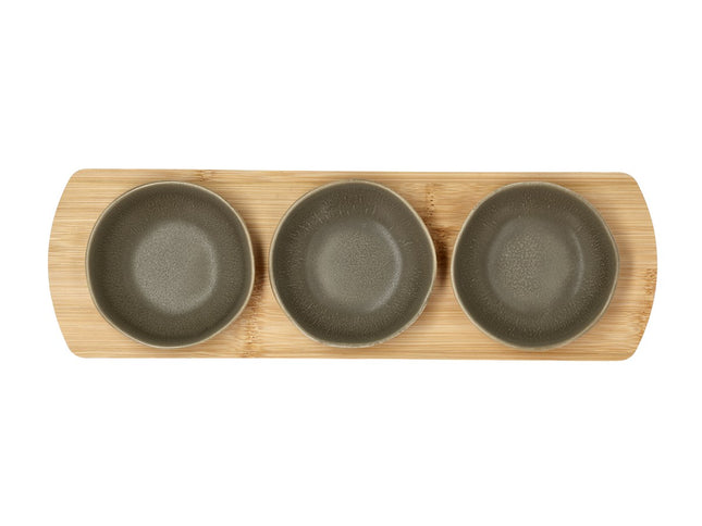 Bambusbakke med 3 skåle Shoku 32x10 cm Warm Brown