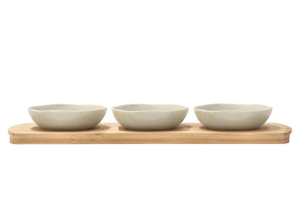 Bambusbakke med 3 skåle Shoku 32x10 cm Soft Beige