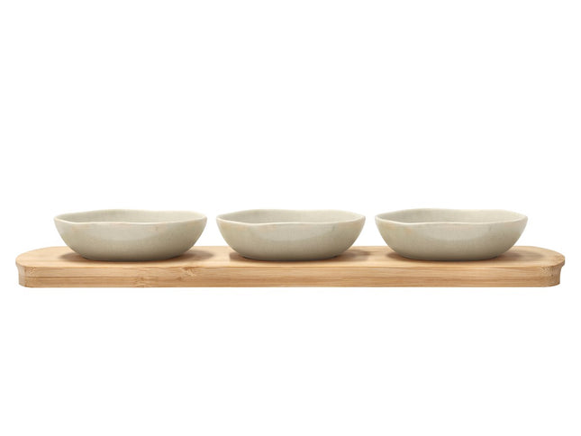Bambusbakke med 3 skåle Shoku 32x10 cm Soft Beige