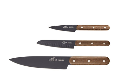 Knivsæt Phenix Walnut 3 dele Sort/valnøddetræ - 4 stk
