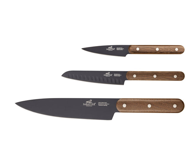 Knivsæt Phenix Walnut 3 dele Sort/valnøddetræ - 4 stk
