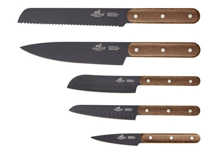 Knivsæt Phenix Walnut 5 dele Sort/valnøddetræ - 4 stk