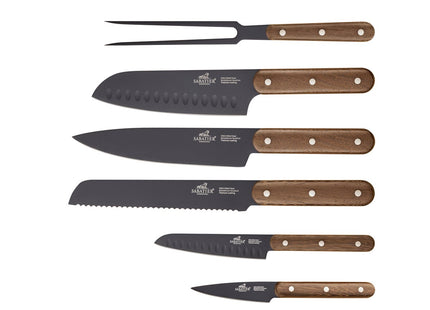 Knivsæt Phenix Walnut 6 dele Sort/valnøddetræ - 3 stk
