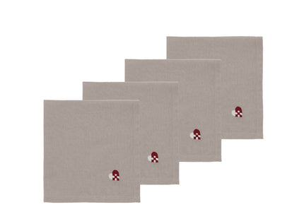 Stofservietter Christmas Hearts Embroidery 4 stk. Dark red - 4 pakker