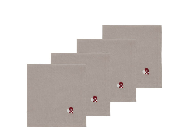 Stofservietter Christmas Hearts Embroidery 4 stk. Dark red - 4 pakker