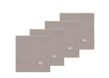 Stofservietter Christmas Hearts Embroidery 4 stk. Rose - 4 pakker