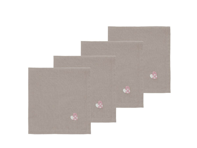 Stofservietter Christmas Hearts Embroidery 4 stk. Rose - 4 pakker