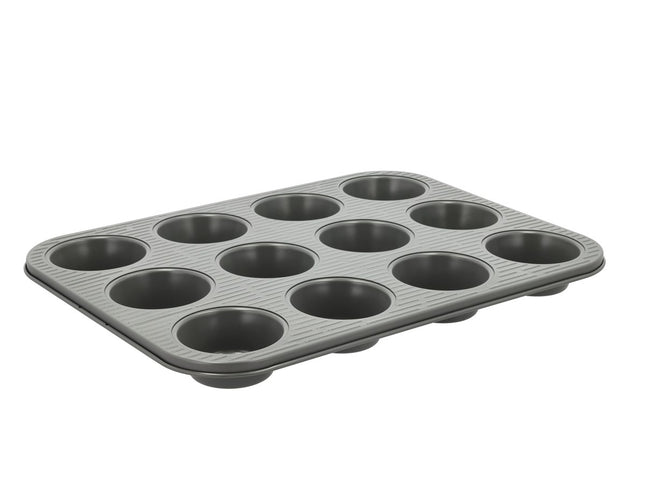 Muffinform til 12 stk. Line 35 x 26,5 x 3 cm Grå Carbon stee - 6 stk